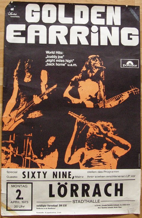 Golden Earring show poster April 02, 1973 Lorrach (Germany) show
